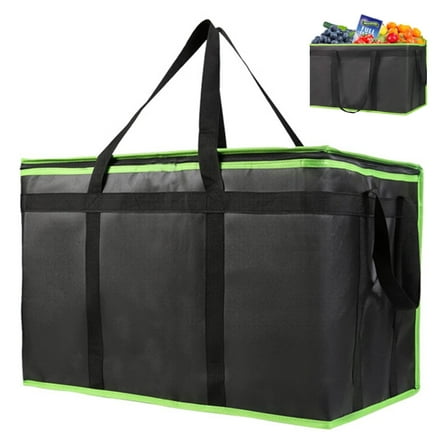 Tripumer Xxxl Insulated Cooler Bag Leak Proof Aluminum Foil Reusable for Food Delivery & Grocery Shopping Black Green 78L