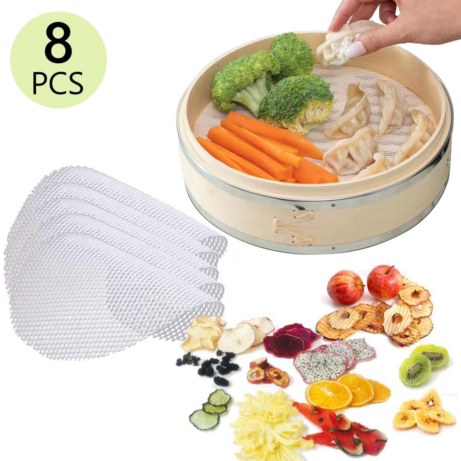 Tripumer 8 Pcs Silicone Steamer Liners Reusable Steamer Mesh Mats Dim ...