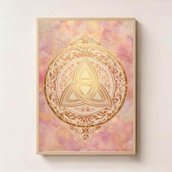 Triquetra Celtic Symbol Sacred Geometry Pastel Pagan Decor, Stretched Canvas 12x16in