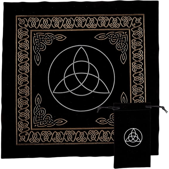 Triquetra Cloth Supplies Tarot Divination Cards Table Cloth Spiritual Astrology Tablecloth for Bar Home Studio Table Wall Decor 19.69 x 17.72inch Black DIY