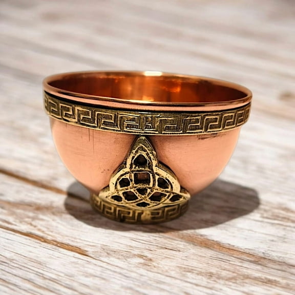 Triquetra Copper Offering Bowl for Altar Use, Rituals, Incense, Smudging, Decoration