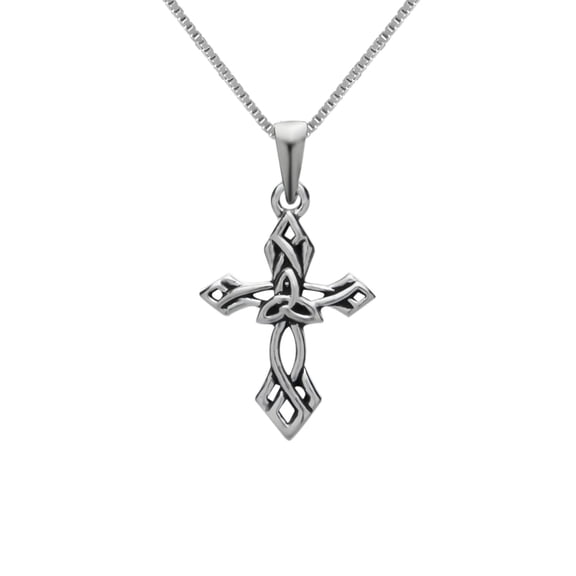 Triquetra Cross Pendant 925 Sterling Silver Necklace