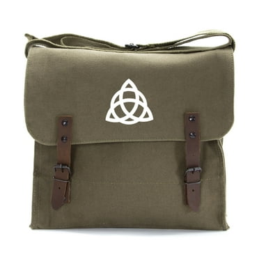 Triquetra Pagan Wiccan Heavyweight Canvas Medic Shoulder Bag in Olive