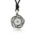 thumbnail image 1 of Triquetra Sun Wheel Silver Pewter Charm Necklace Pendant Jewelry With Cotton Cord, 1 of 1