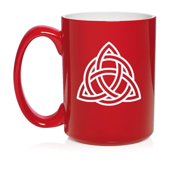 Triquetra Symbol Celtic Knot Ceramic Coffee Mug Tea Cup Gift (15oz Red)