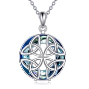 Triquetra Trinity Knot Necklace Sterling Silver crystal Celtic Knot Pendant Necklace Irish Jewelry Gifts For Women