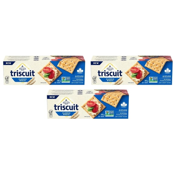 Triscuit, Classic Wheat Crackers, Light and Crispy Texture, 185g (3 Pack)