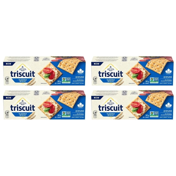 Triscuit, Classic Wheat Crackers, Light and Crispy Texture, 185g (4 Pack)