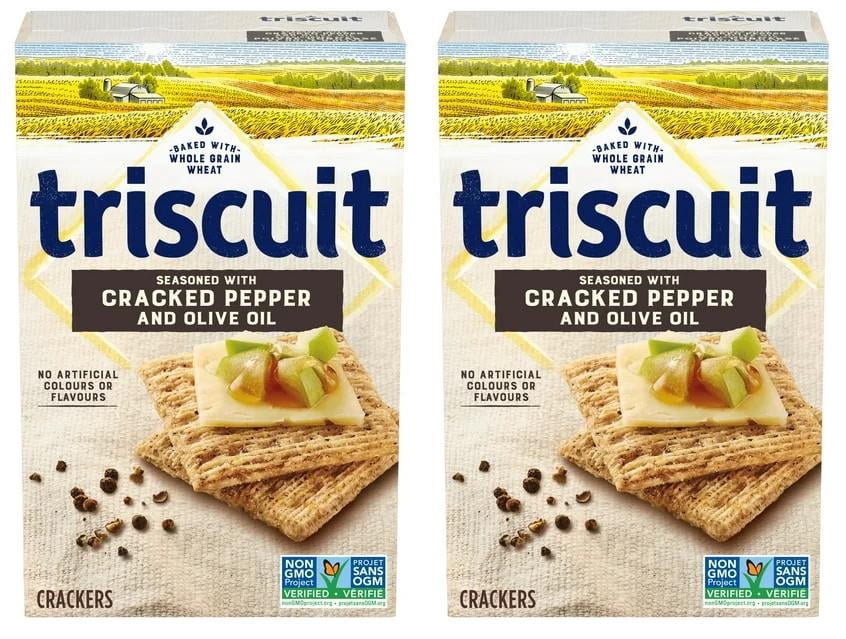 Triscuit Cracked Pepper & Olive Oil Snacking Crackers, 200g (2 Pack)
