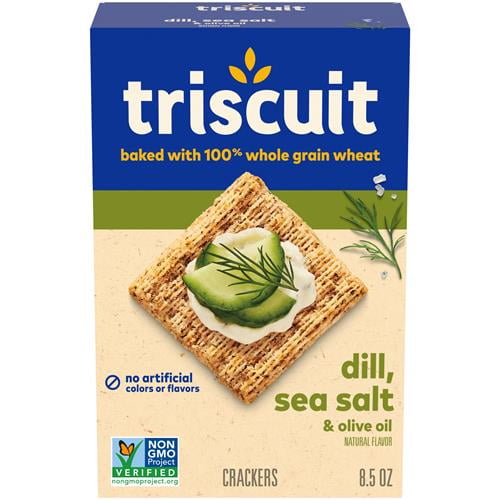 Triscuit Dill, Sea Salt & Olive Oil Whole Grain Wheat Crackers, Lunch Snacks, Snack Crackers, 8.5 Oz - Pack of 2