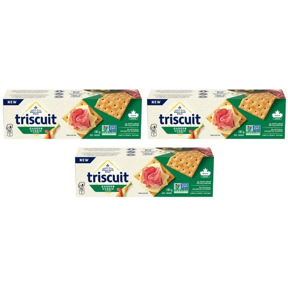 Triscuit, Garden Vegetable Crackers, Light and Crispy Texture, 185g (3 Pack)