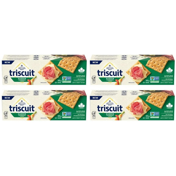 Triscuit, Garden Vegetable Crackers, Light and Crispy Texture, 185g (4 Pack)
