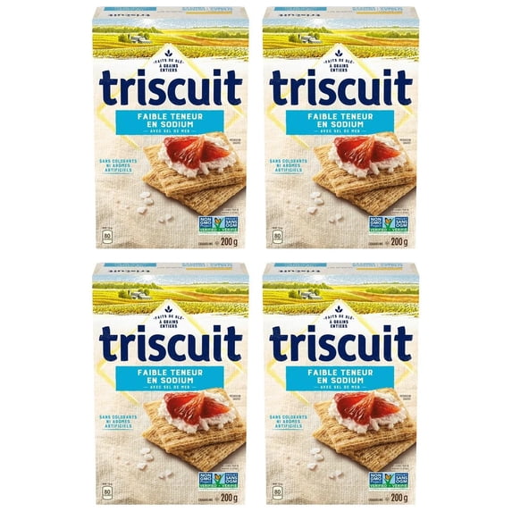 Triscuit Low Sodium Snacking Crackers, 200g (4 Pack)