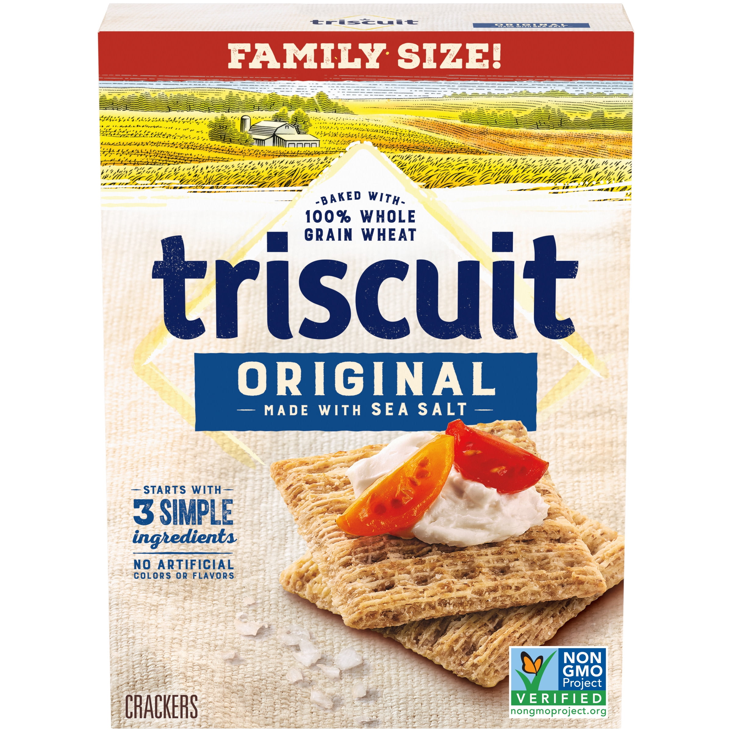 Triscuit Original Whole Grain Wheat Crackers, Vegan Crackers, Family