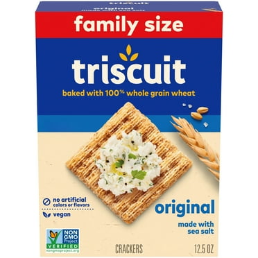 Triscuit Original Whole Grain Wheat Crackers, Vegan Crackers, Healthy Snacks, Family Size, 12.5 oz