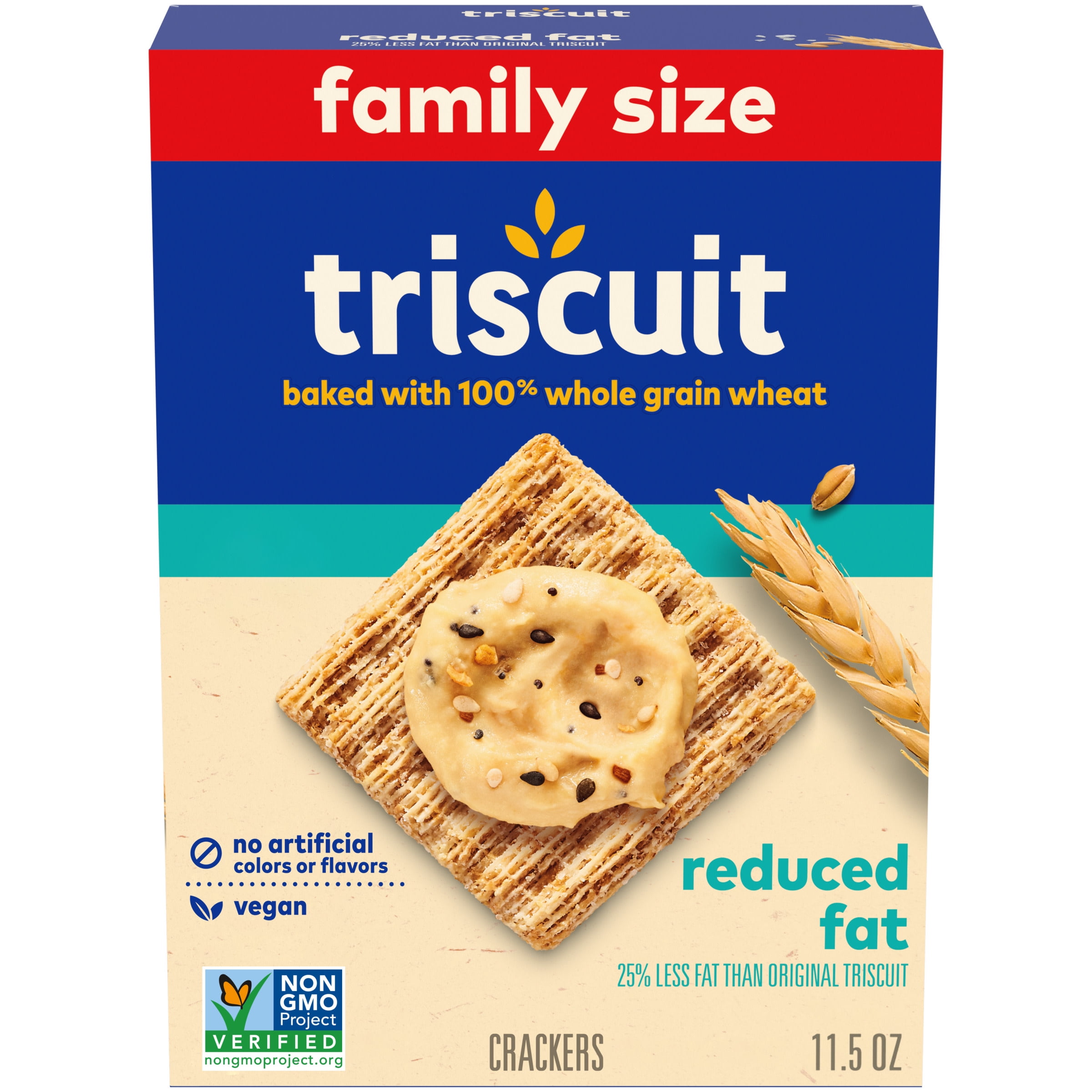 Triscuit Reduced Fat Whole Grain Wheat Crackers, Vegan Crackers, Family