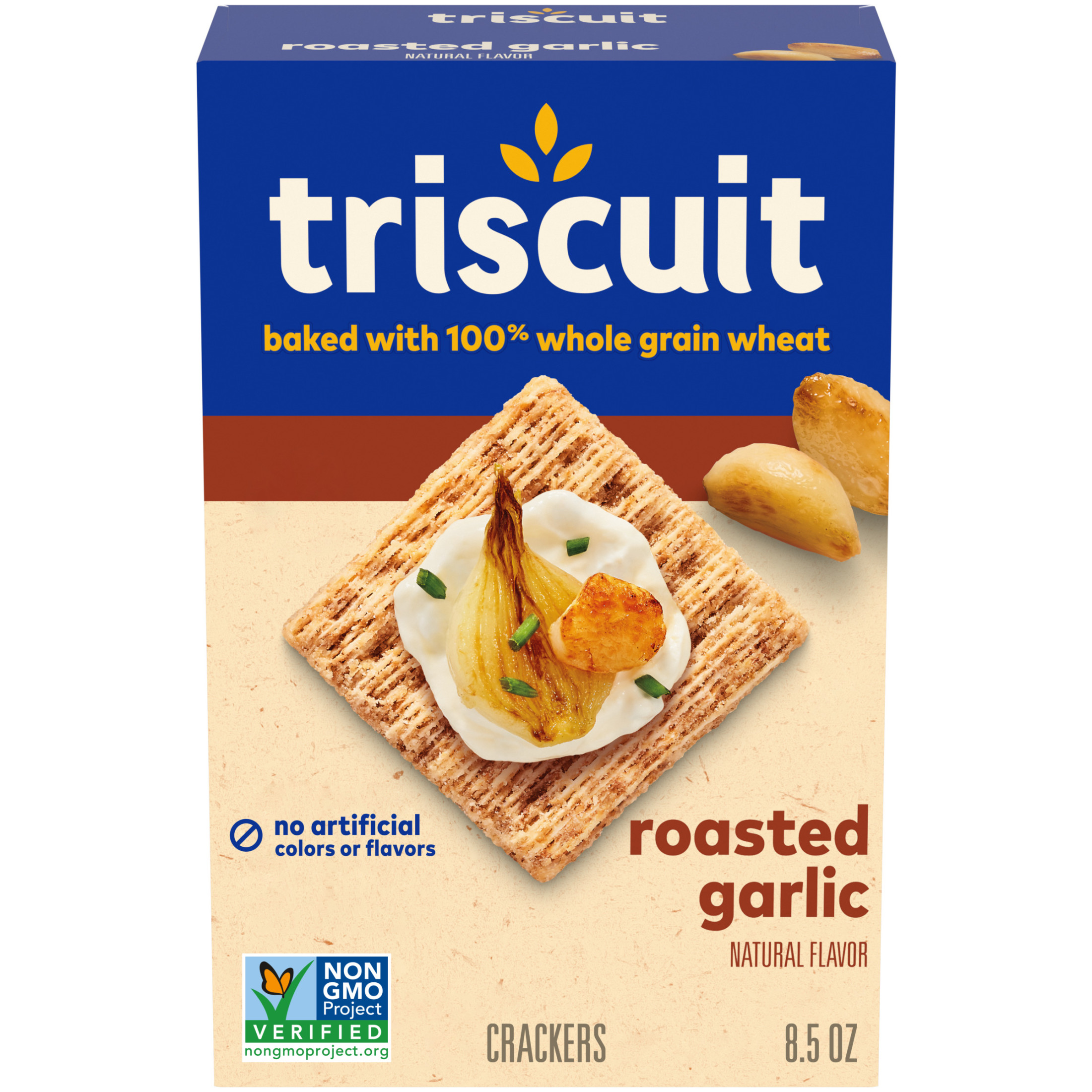 Triscuit Roasted Garlic Whole Grain Wheat Crackers, 8.5 oz - image 1 of 18