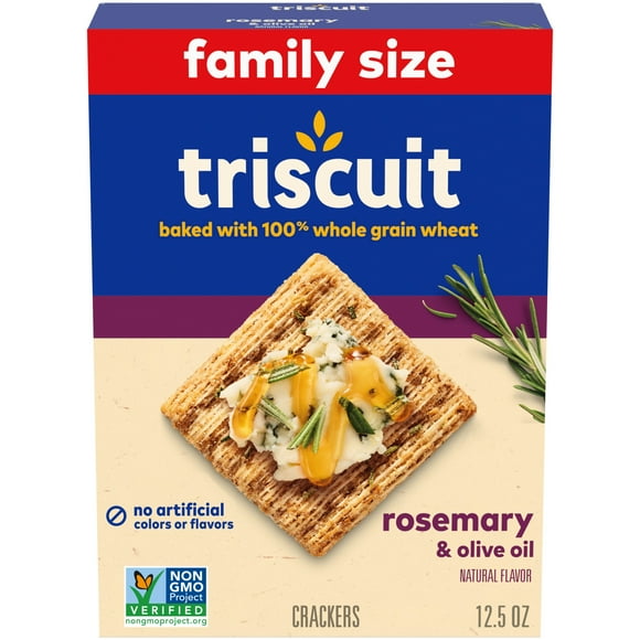 Triscuit Rosemary & Olive Oil Whole Grain Wheat Crackers, Snack Crackers, Family Size, 12.5 oz