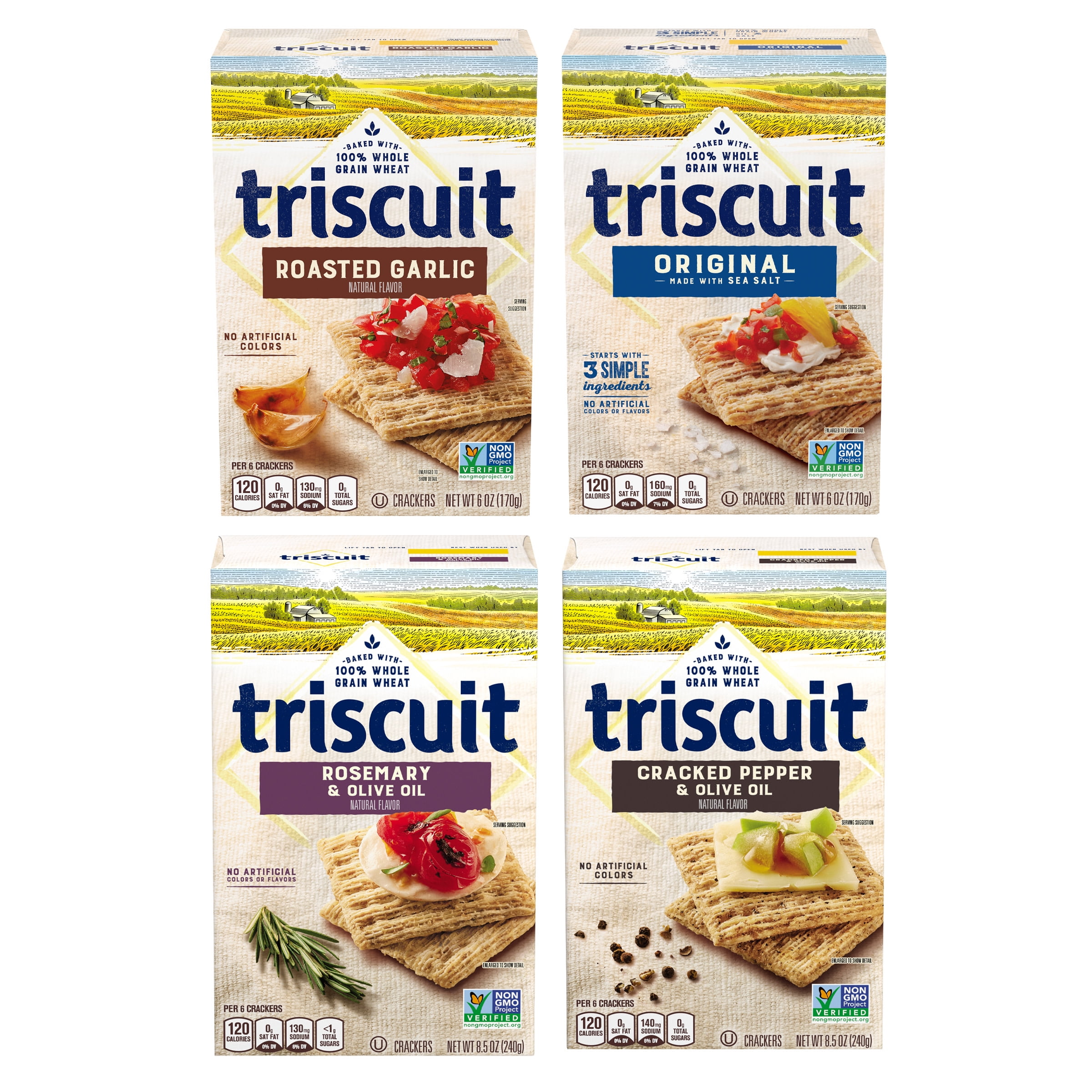 Triscuit Whole Grain Wheat Crackers 4 Flavor Variety Pack, 4 Boxes