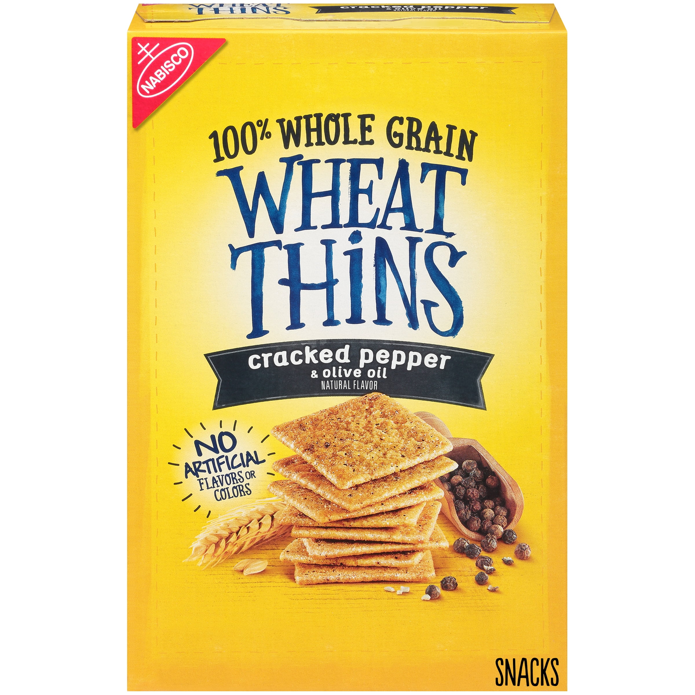 Wheat Thins Crackers, Cracked Pepper & Olive Oil Flavor, 1 Box (9 oz.)