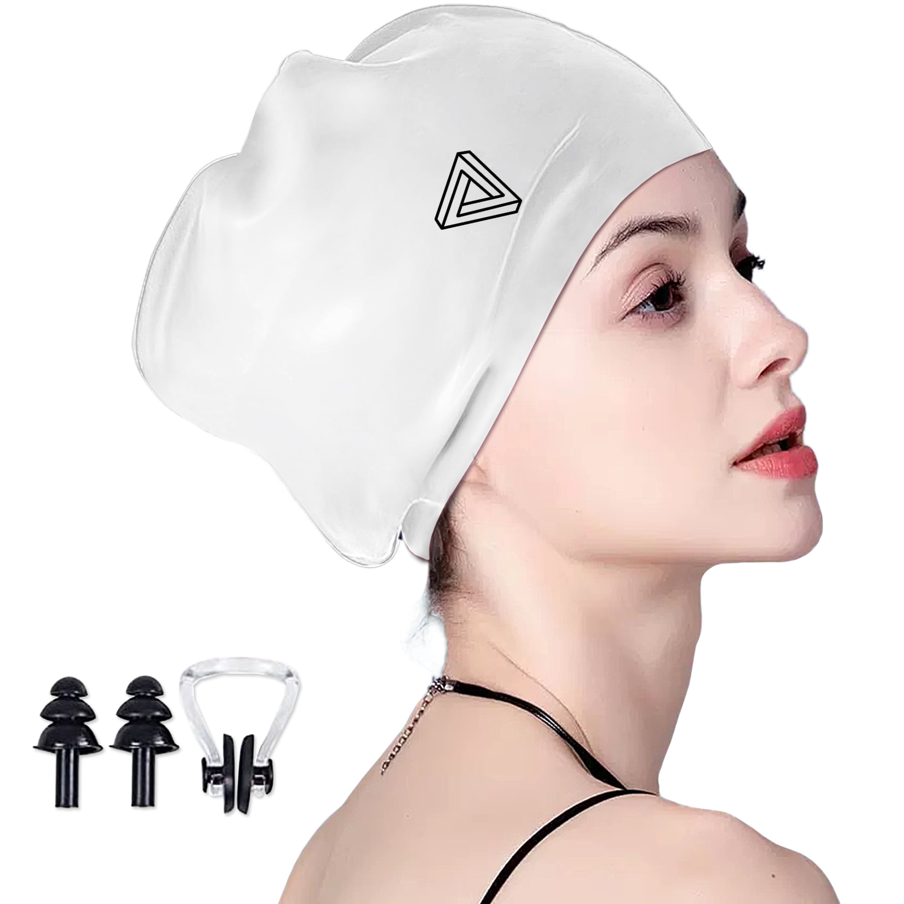 Extra Large Swim Cap For Braids And Dreadlocks Waterproof Silicone Swimming Caps For Women Long Hair Keep Hairstyle Unchanged Suitable For Women Men Weaves Extensions Braids Curls Purple - View #10