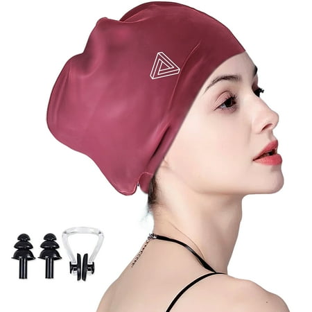 Trisens Extra Large Swimming Cap for Women and Men,Unisex Adults Silicone Swim Cap for Long Hair,Long Thick Curly,Dreadlocks,Dreadlocks Weaves Braids