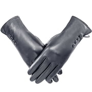 Whiteleopard Winter Gloves PU Leather Gloves For Women, Warm Thermal Windproof Gloves With Wool Lining