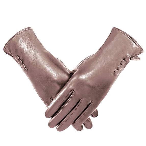 Whiteleopard Winter Gloves PU Leather Gloves For Women, Warm Thermal Windproof Gloves With Wool Lining