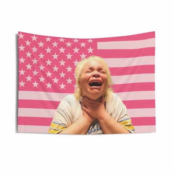 Trisha Paytas Pink American Flag Tapestry, aesthetic room decor, funny room decor, Trisha Paytas gift