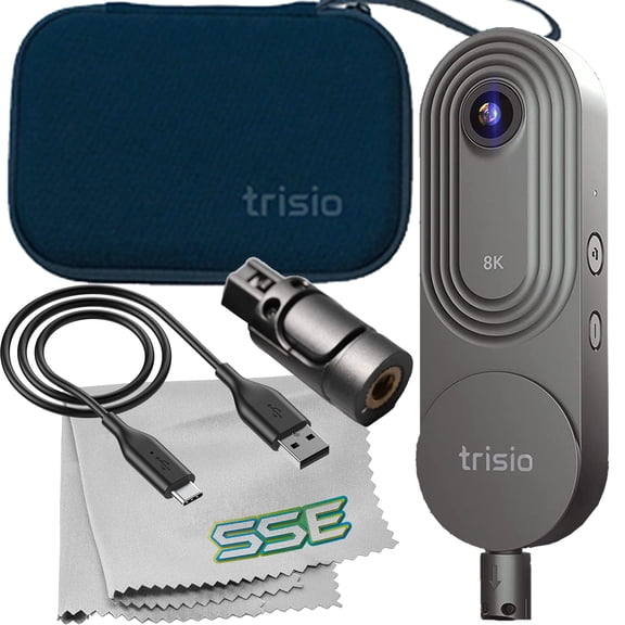 Trisio Lite 2 VR - 8K Virtual Tour NodeRotate 360 Camera + Manufacturer Supplied Carrying Case, Quick Plug-in, USB Cable, Seller Supplied Microfiber Cloth & More (7pc Bundle)