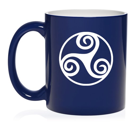 Triskel Celtic Triskelion Ceramic Coffee Mug Tea Cup Gift (11oz Blue)