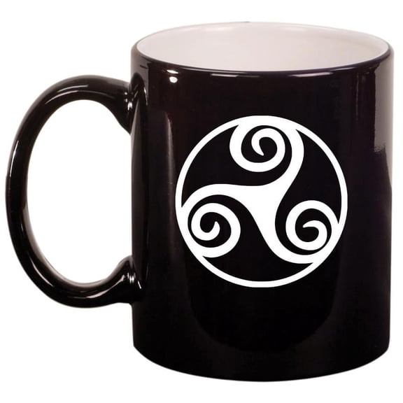 Triskel Celtic Triskelion Ceramic Coffee Mug Tea Cup Gift (11oz Gloss Black)