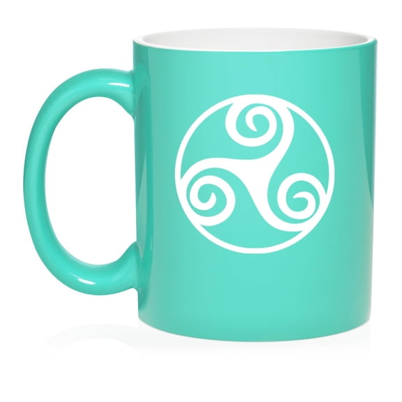 Triskel Celtic Triskelion Ceramic Coffee Mug Tea Cup Gift (11oz Teal)