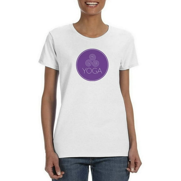 Triskele Triple Spiral Symbol Circle Women White Yoga T-Shirt, Female Medium
