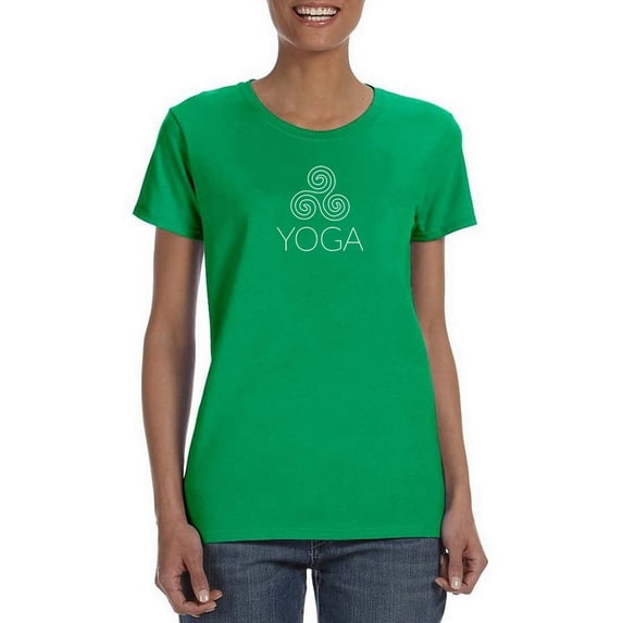 Triskele Triple Spiral Symbol Women Kelly Green Yoga T-Shirt, Female Small