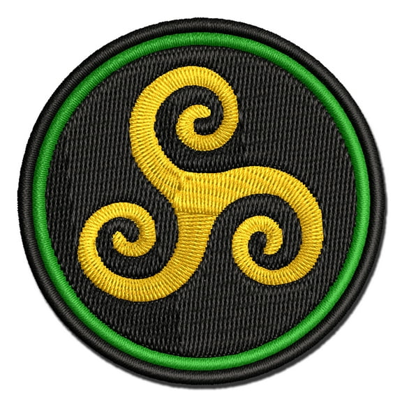 Triskele Triskelion Triple Spiral Celtic Symbol Applique Multi-Color Embroidered Hook & Loop Patch - 3 Inch Medium