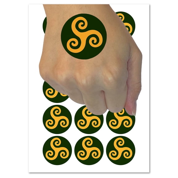 Triskele Triskelion Triple Spiral Celtic Symbol Water Resistant Temporary Tattoo Set Fake Body Art Collection - 54 1" Tattoos (1 Sheet)