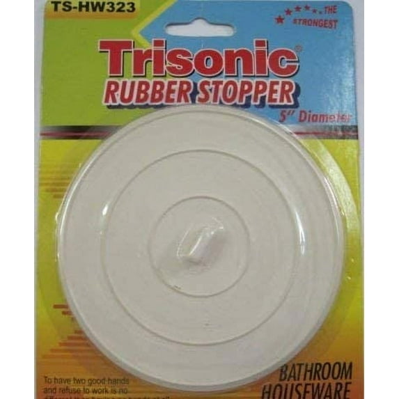 Trisonic Suction Drain Sink Bathtub Flat Rubber Stopper 5 Inch