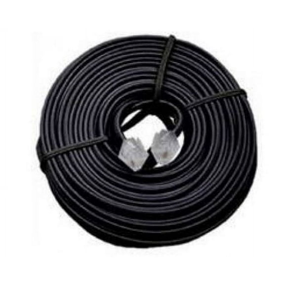 Trisonic 50 feet Telephone Phone Extension Cord Cable Line Wire (100 Feet, Black)