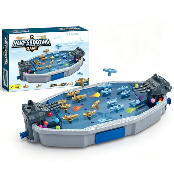 Trisquirrel Naval Battle Board Game with Ship Launchers and Colorful Balls, Interactive Gameplay, Colorful Projectiles, 2-Player Strategy