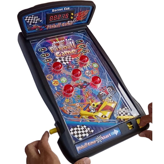 Trisquirrel Racing Car Pinball Machine, Tabletop Arcade Toy With LED Scoreboard, Flashing Light & Sound Effects for Age 8+