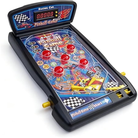 Trisquirrel Racing Car Pinball Machine, Tabletop Arcade Toy With LED Scoreboard, Flashing Light & Sound Effects for Age 8+