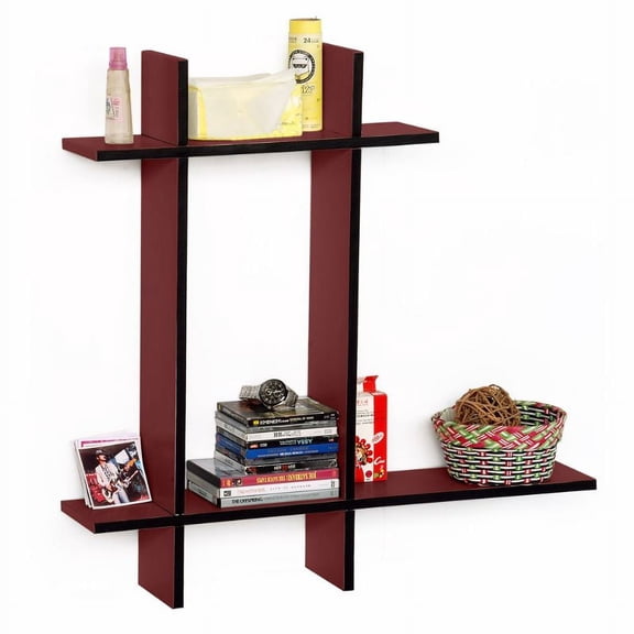 Trista - [Blazing Fire-B] Leather Cross Type Sheve / Book Shelve / Floating Shelve (4 pcs)