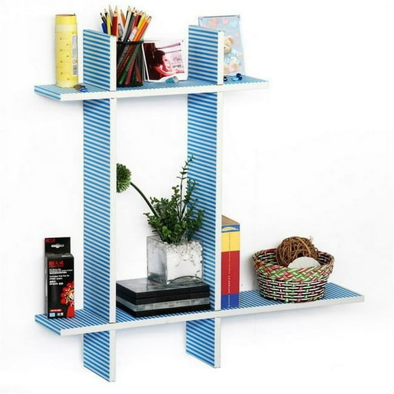 TRI-WS229-CRO-B Trista - Sailor Stripe-B Leather Cross Type Sheve / Book Shelve / Floating Shelve - 4 Piece