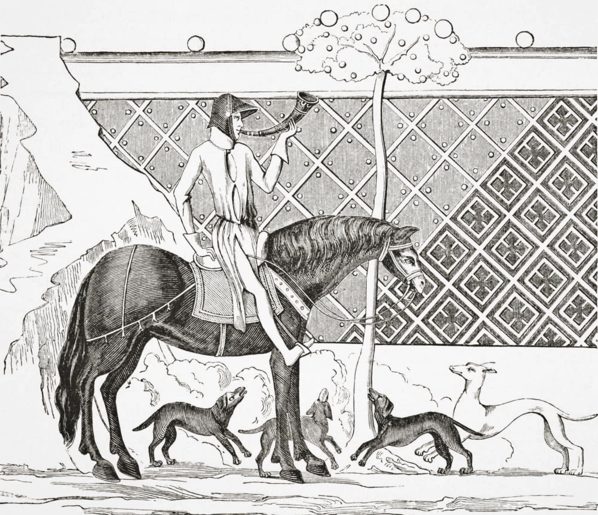 Tristan At The Chase After A Miniature From The Romance Of Tristan From Science And Literature In The Middle Ages By Paul Lacroix Published London 1878 Canvas Art - Ken Welsh  Design Pics (30 x 26)