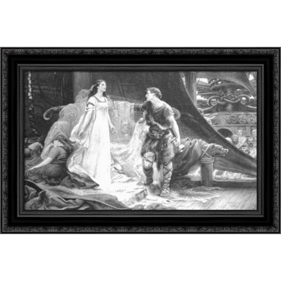 Tristan and Isolde 24x18 Black Ornate Wood Framed Canvas Art by Draper, Herbert James