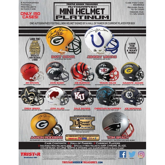 2020 Tristar Hidden Treasures Football Mini Helmet Platinum Edition Series 2 Box