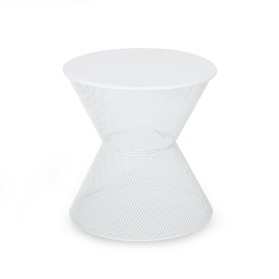 Tristian Modern Outdoor Iron Side Table, Matte White
