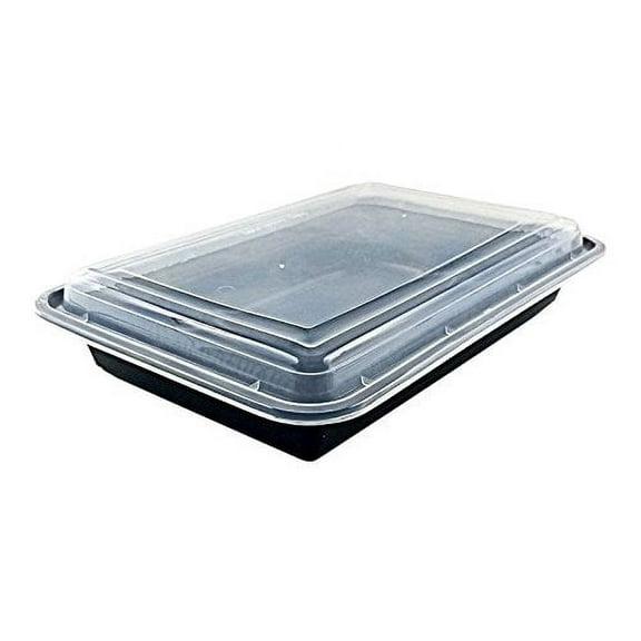 Tristone 58 oz. Large Black Rectangular Microwaveable Food Take-Out Containers w/Lid (pack of 75)
