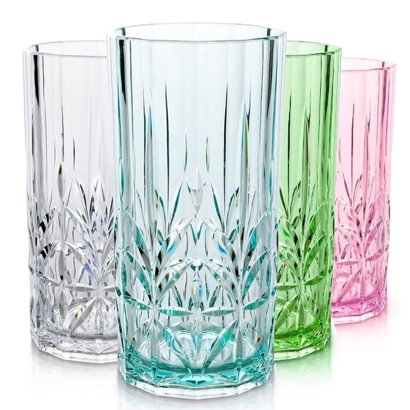 Tritan Tall Tumbler Mix Color Set of 4 18oz Drinking Glasses